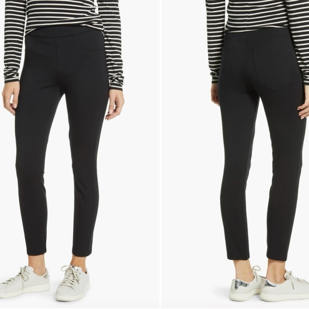 Spanx The Perfect Pull On Pant In Black Ponte Knit Ankle Length